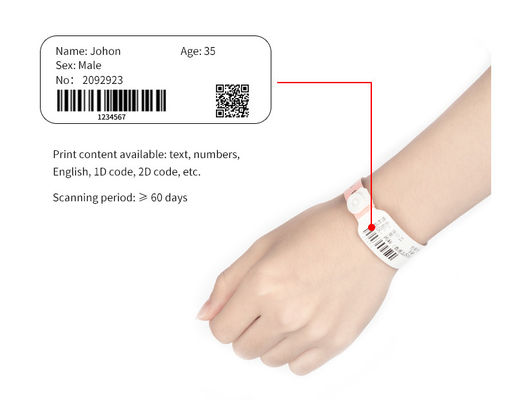 Logotipo Impressão PVC Hospital Pulseira Médica, RFID NFC Tag Pulseira descartável