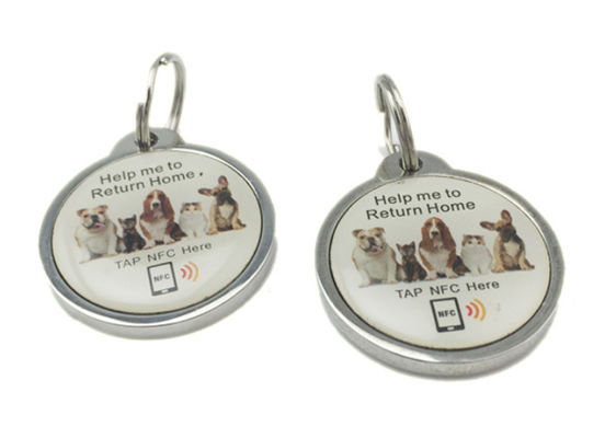 NFC Animal ID Tags RFID Pet Key Ring Impressão CMYK UV com chip 213 215